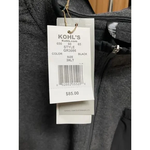 ADIDAS Primegreen Men's 1/4 Grey Quarter-Zip Pullover Golf Pocket FLEECE Sz 3XLT - Picture 4 of 11